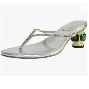 Silver Crystal Heel Sandals Casual Flip Flops Open Toe Daily Wearing Slippers